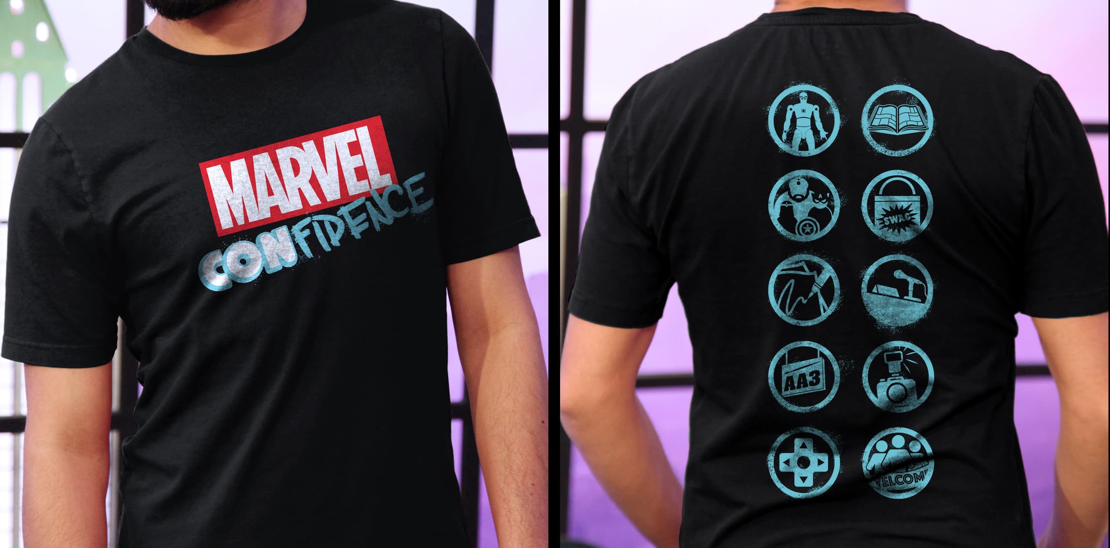 Marvel Con-fidence shirt front and back