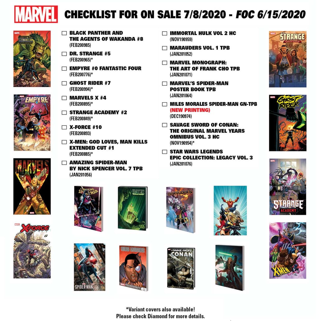 Marvel comics and collections arriving July 8