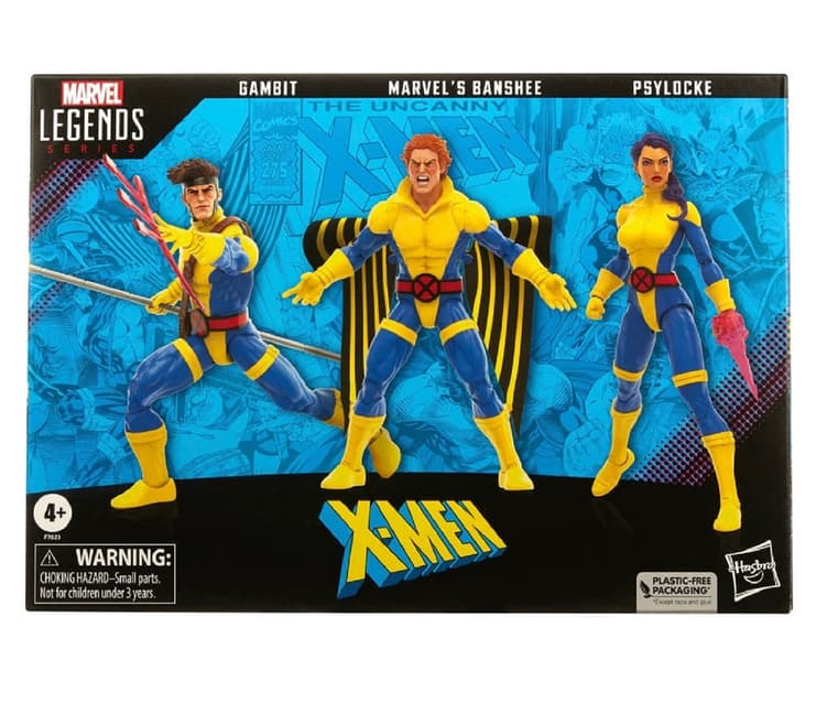 Hasbro Marvel Legends Series 6-inch action figure set 3-pack: Gambit, Marvel’s Banshee, Psylocke.