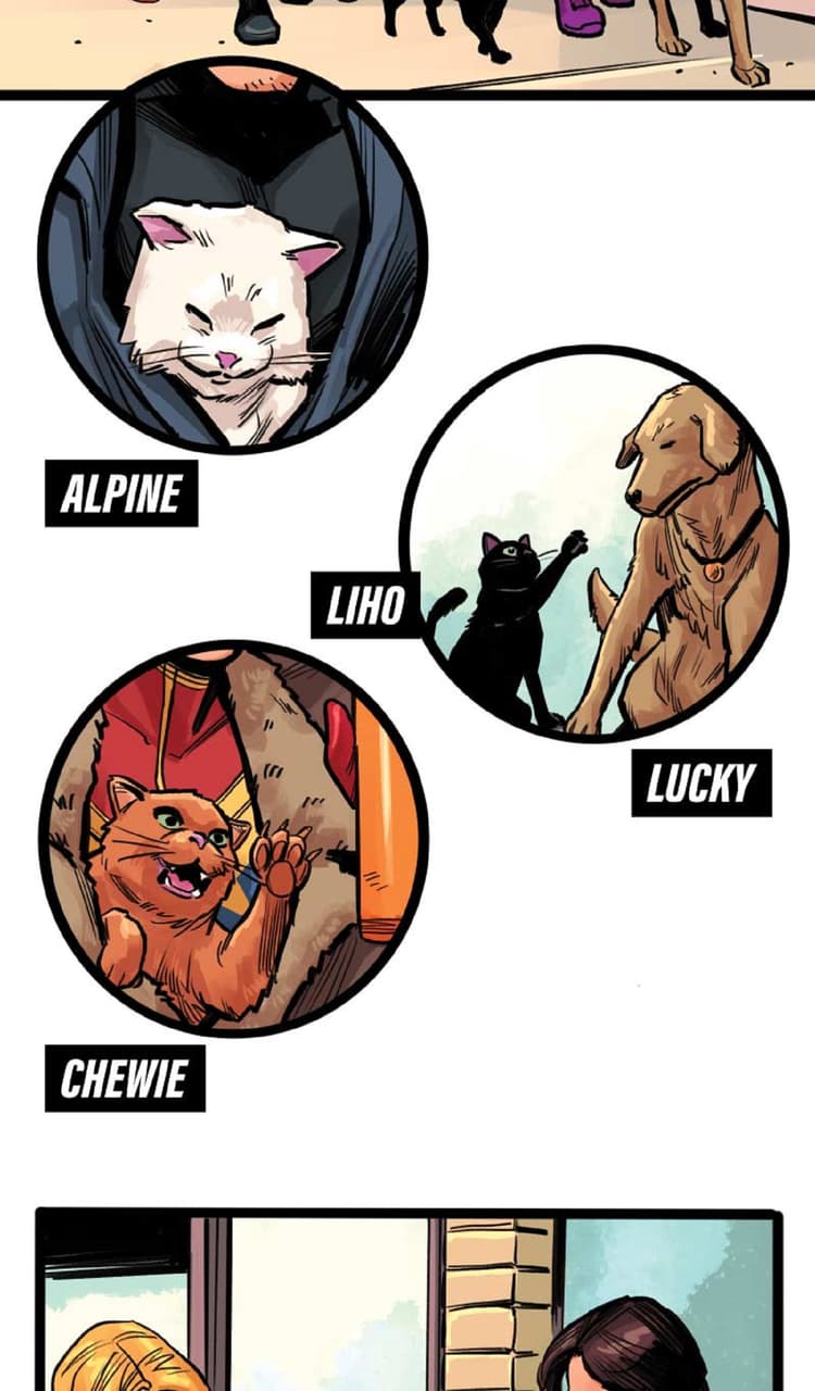 Preview panels from MARVEL MEOW AND PIZZA DOG INFINITY COMIC (2023) #1.