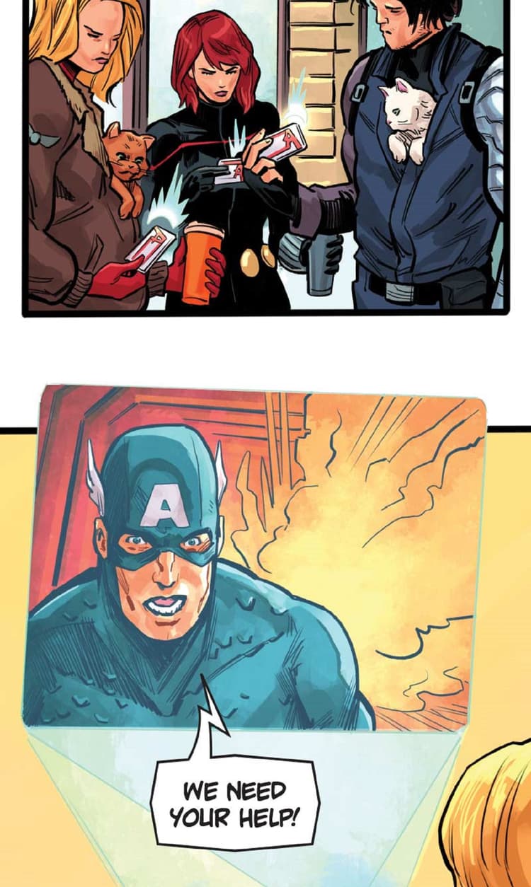 Preview panels from MARVEL MEOW AND PIZZA DOG INFINITY COMIC (2023) #1.