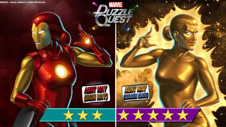 Aunt May (Iron May) & Aunt May (Golden Oldie) join MARVEL Puzzle Quest