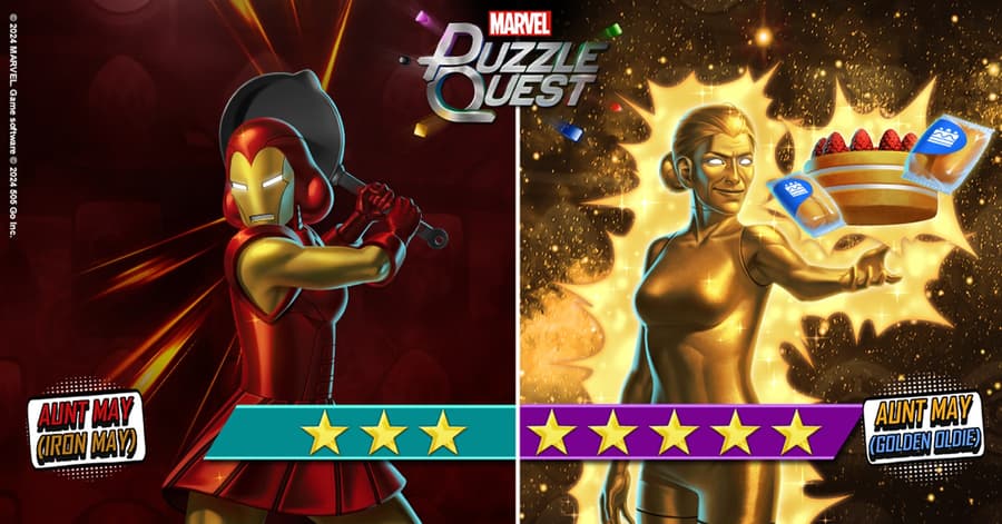 Aunt May (Iron May) & Aunt May (Golden Oldie) join MARVEL Puzzle Quest