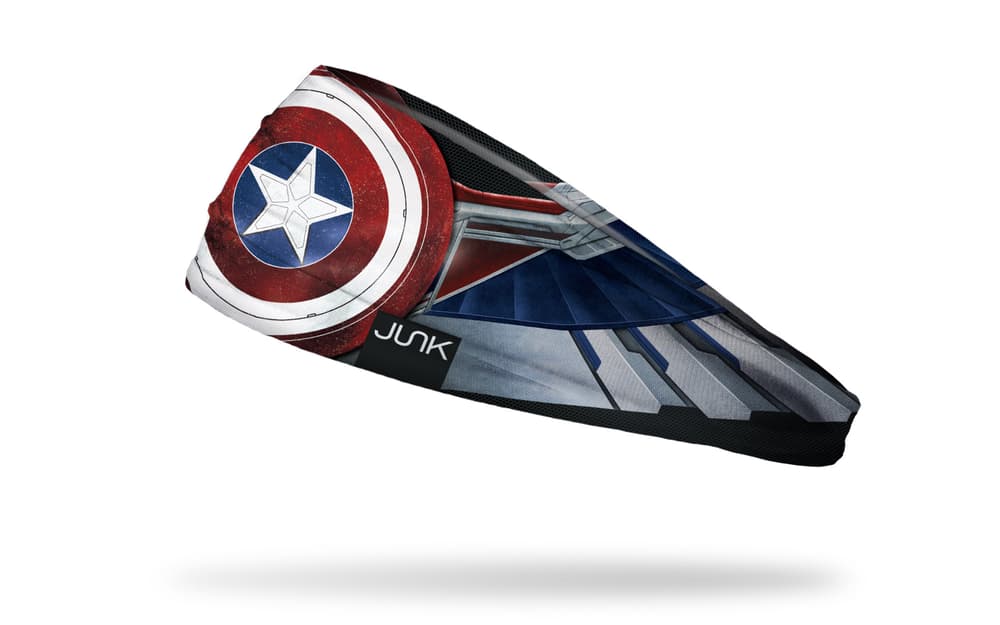 <a href=https://www.junkbrands.com/products/sam-wilson-shield-wings-bbl>Sam Wilson: Shield and Wings Headband</a> / Junk Brands