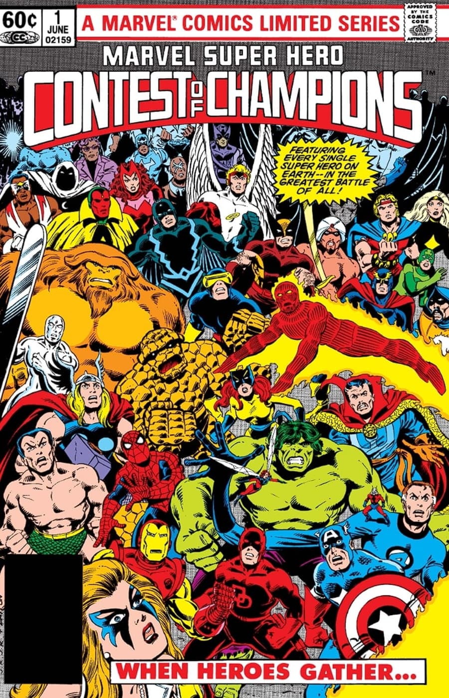 MARVEL SUPER HERO CONTEST OF CHAMPIONS (1982) #1 cover by John Romita Jr., Bob Layton, Christie Scheele, and Rick Parker