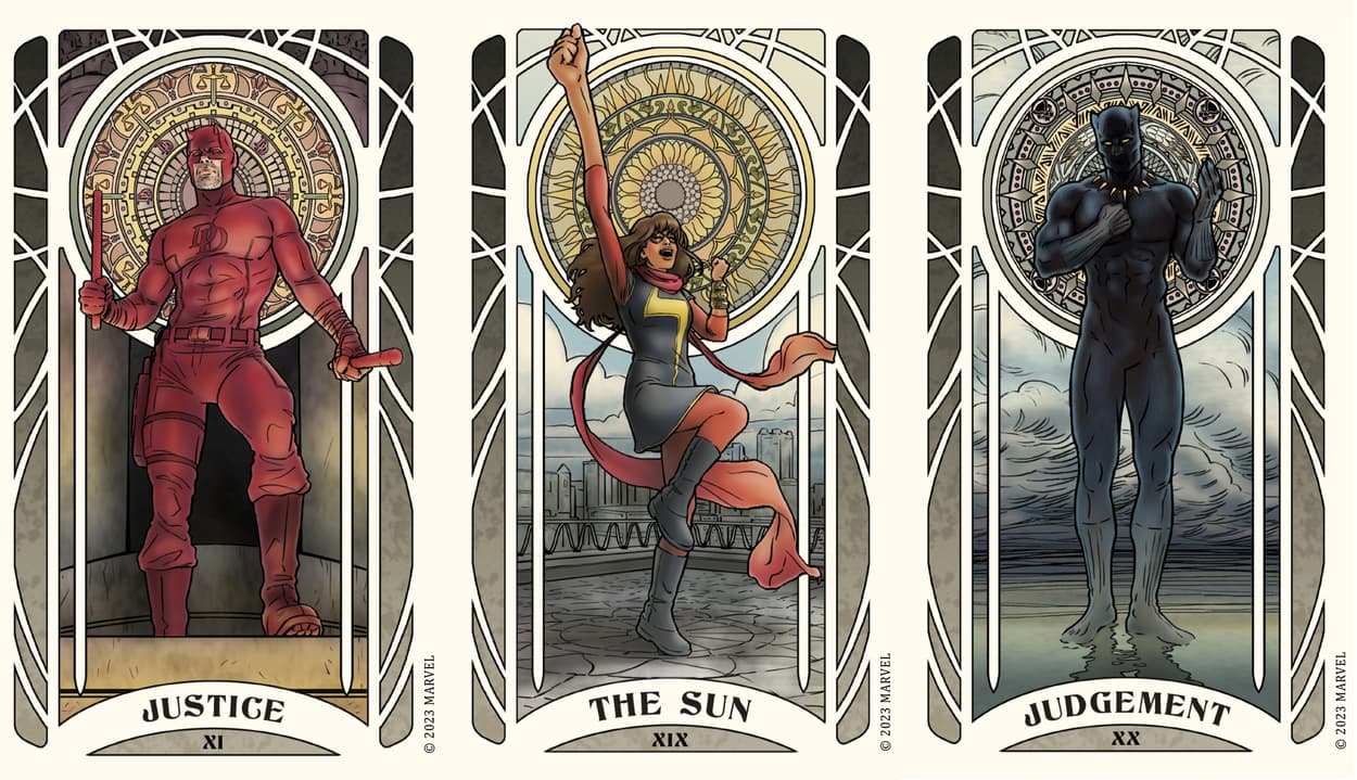Marvel Tarot Cards : Daredevil, Ms. Marvel and Black Panther
