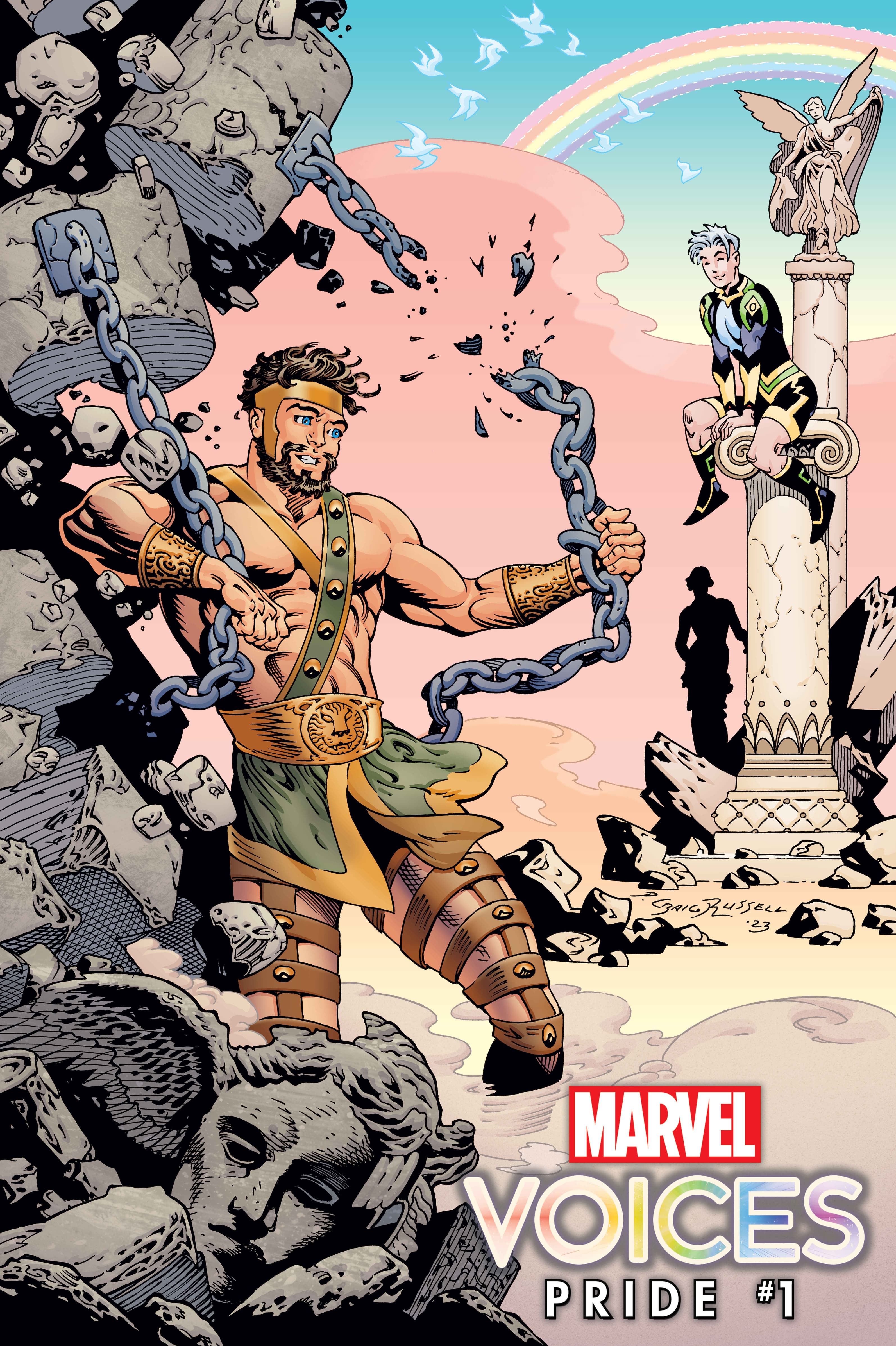 Hercules and Marvel Boy cover by P. Craig Russell