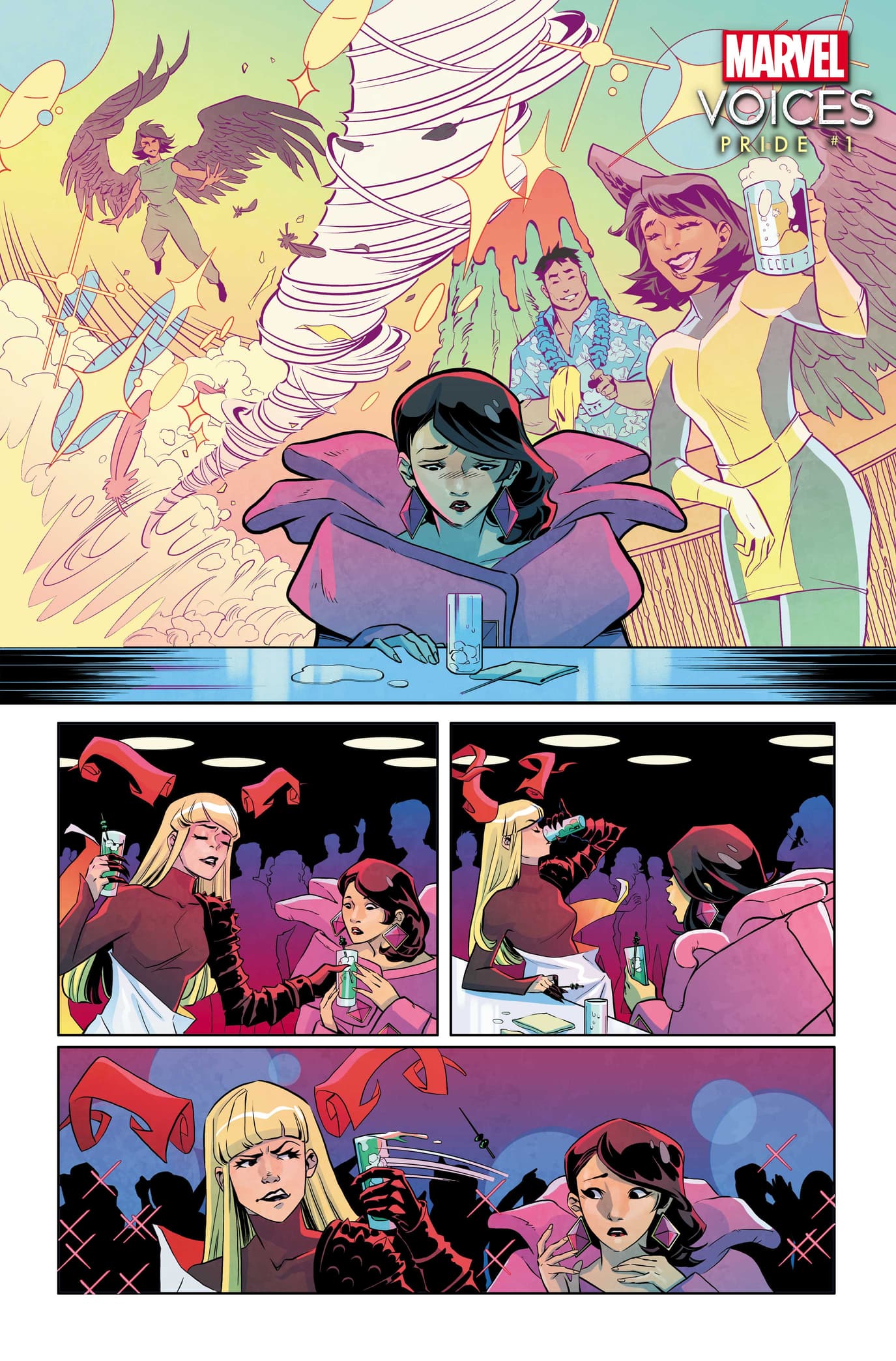 MARVEL'S VOICES: PRIDE #1 preview art by Joanna Estep, layouts by Brittney Williams, colors by Brittany Peer