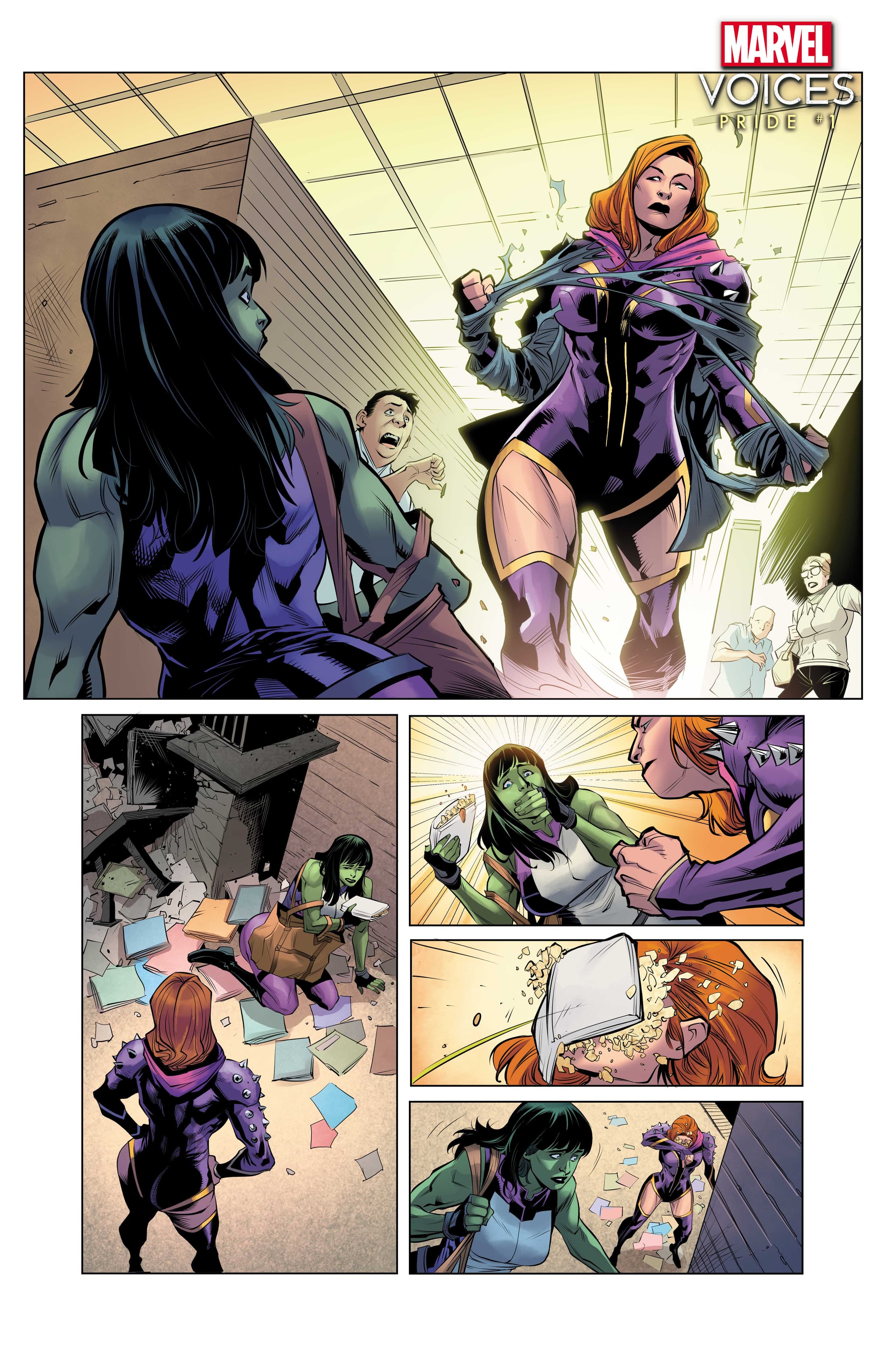 MARVEL'S VOICES: PRIDE #1 preview art by Jethro Morales, colors by Rachelle Rosenberg