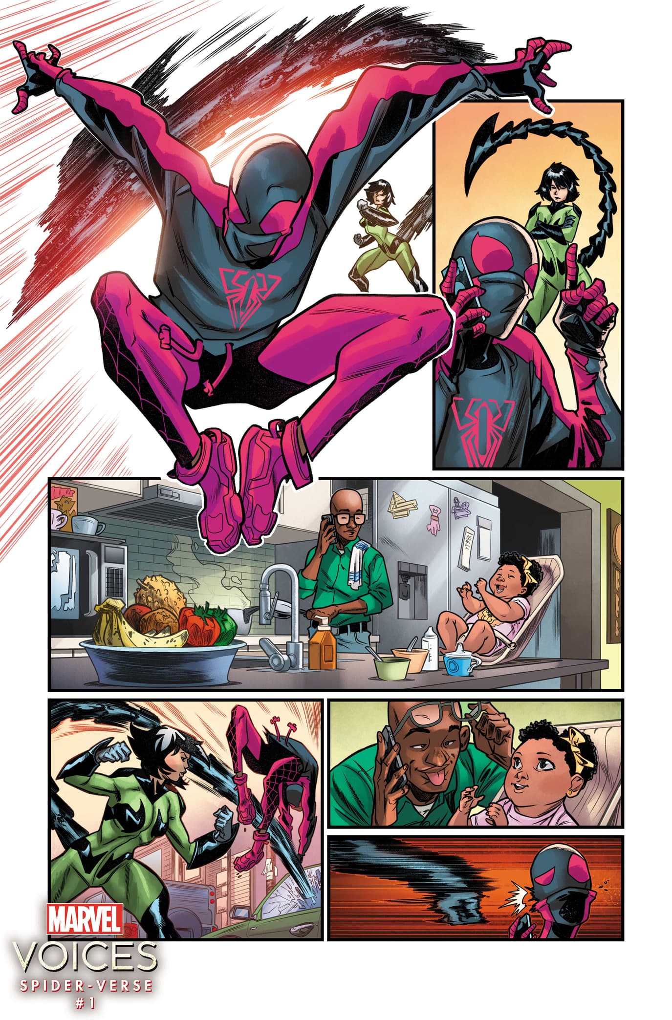 MARVEL’S VOICES: SPIDER-VERSE #1 - “Birthday Bash” artwork by Alberto Alburquerque