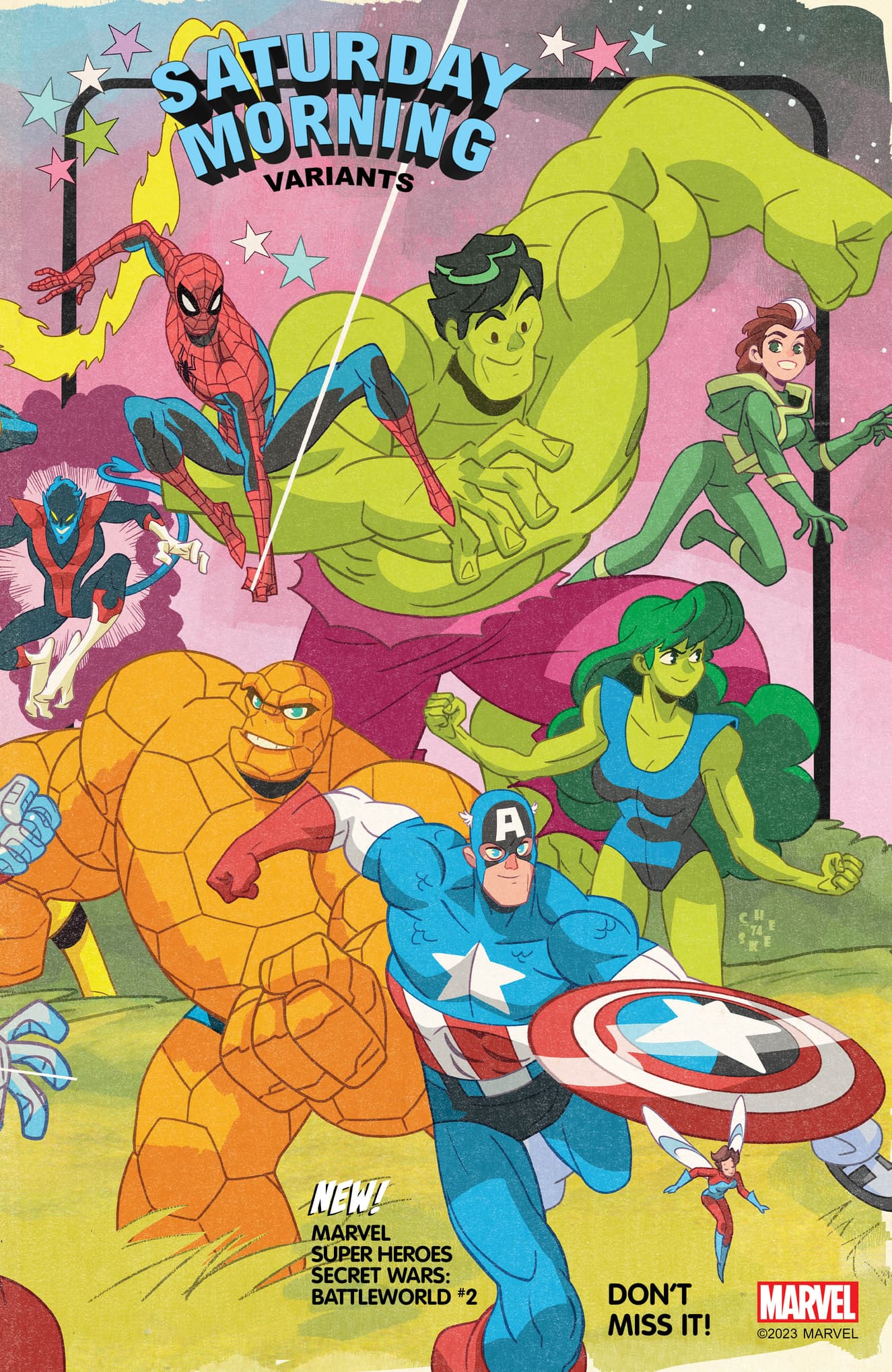 MARVEL SUPER HEROES SECRET WARS: BATTLEWORLD #2 Saturday Morning Variant Cover by Sean Galloway