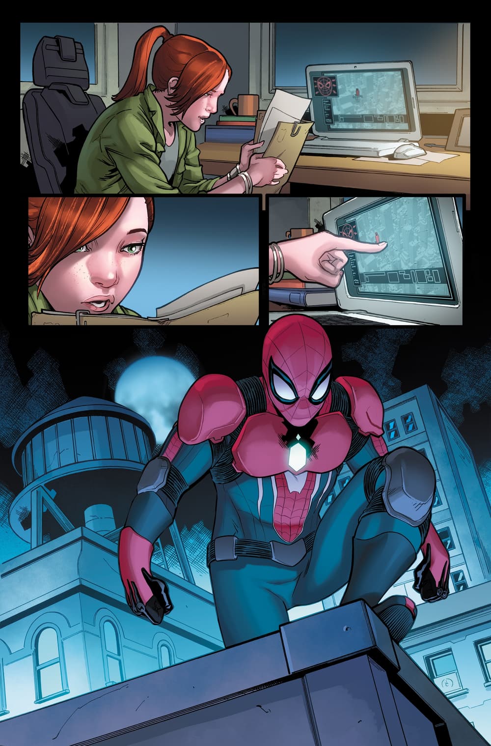 MARVEL'S SPIDER-MAN: VELOCITY #1 pencils by Emilio Laiso with colors by Rachelle Rosenberg