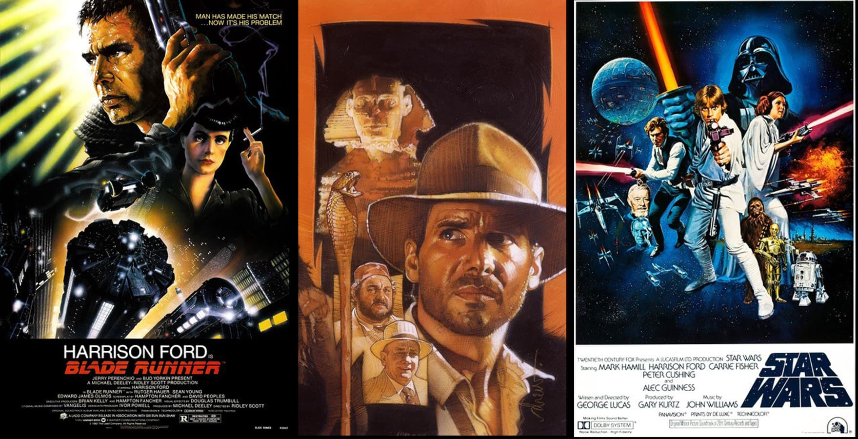 Blade Runner, Indiana Jones, Star Wars posters