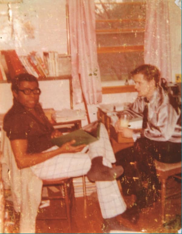 Courtesy of Don McGregor: Graham and McGregor collaborating four years prior to “Panther’s Rage” at McGregor’s home in Rhode Island.
