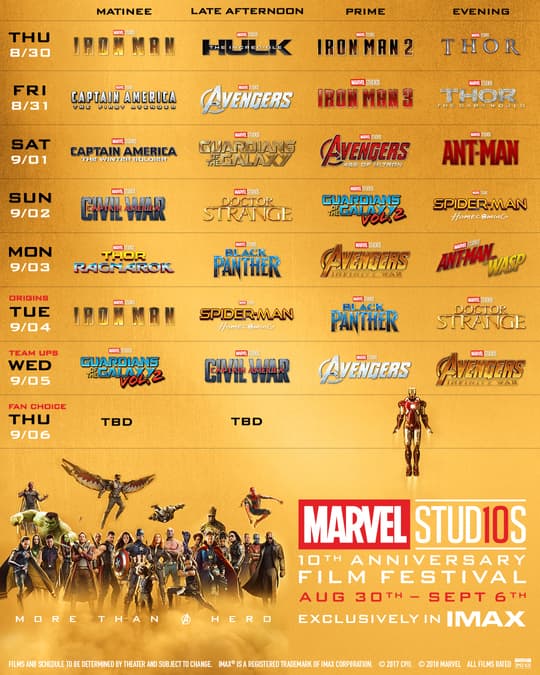 Marvel 10 Schedule