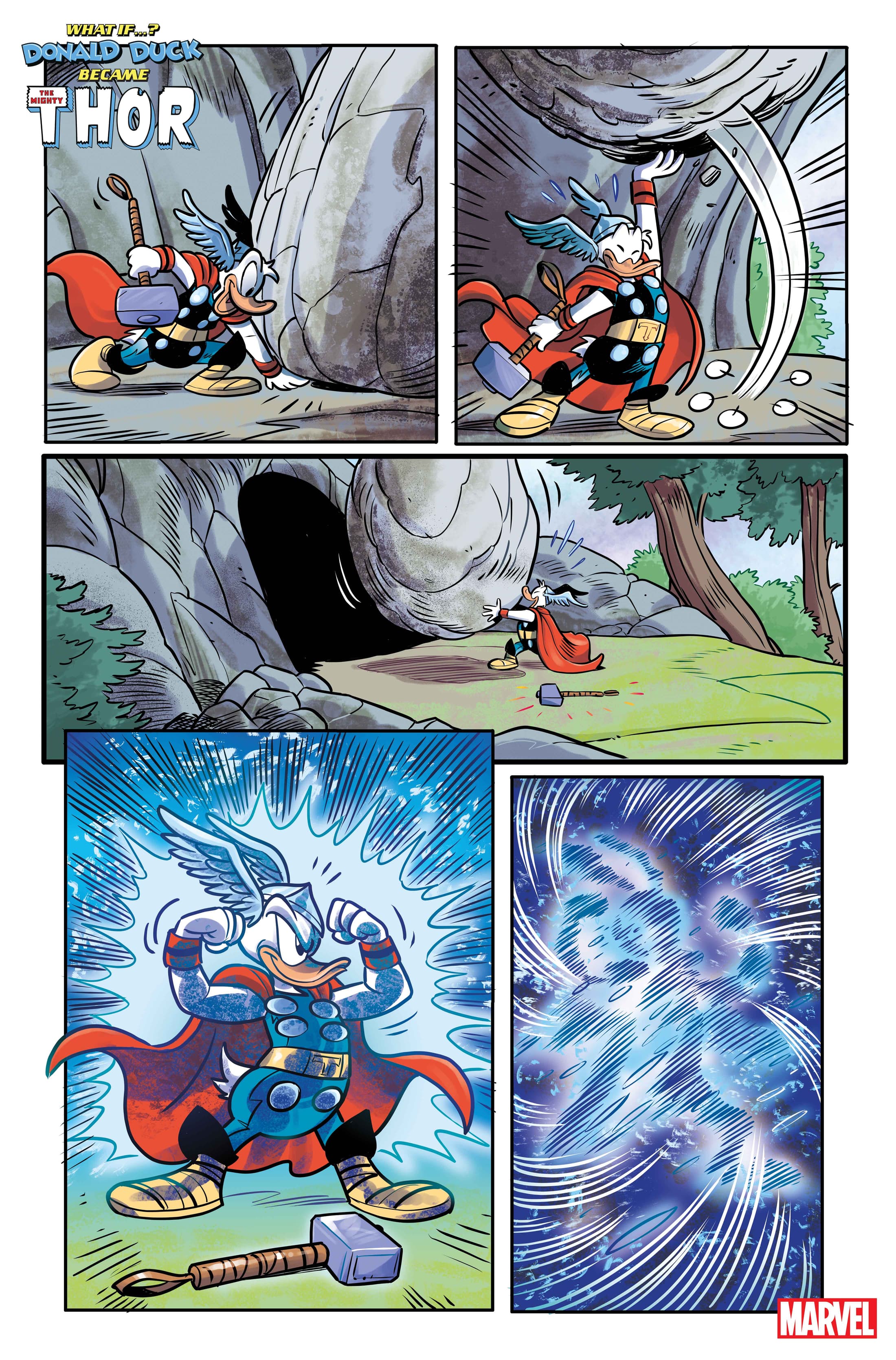 MARVEL & DISNEY: WHAT IF…? DONALD DUCK BECAME THOR #1 interior artwork by Lorenzo Pastrovicchio
