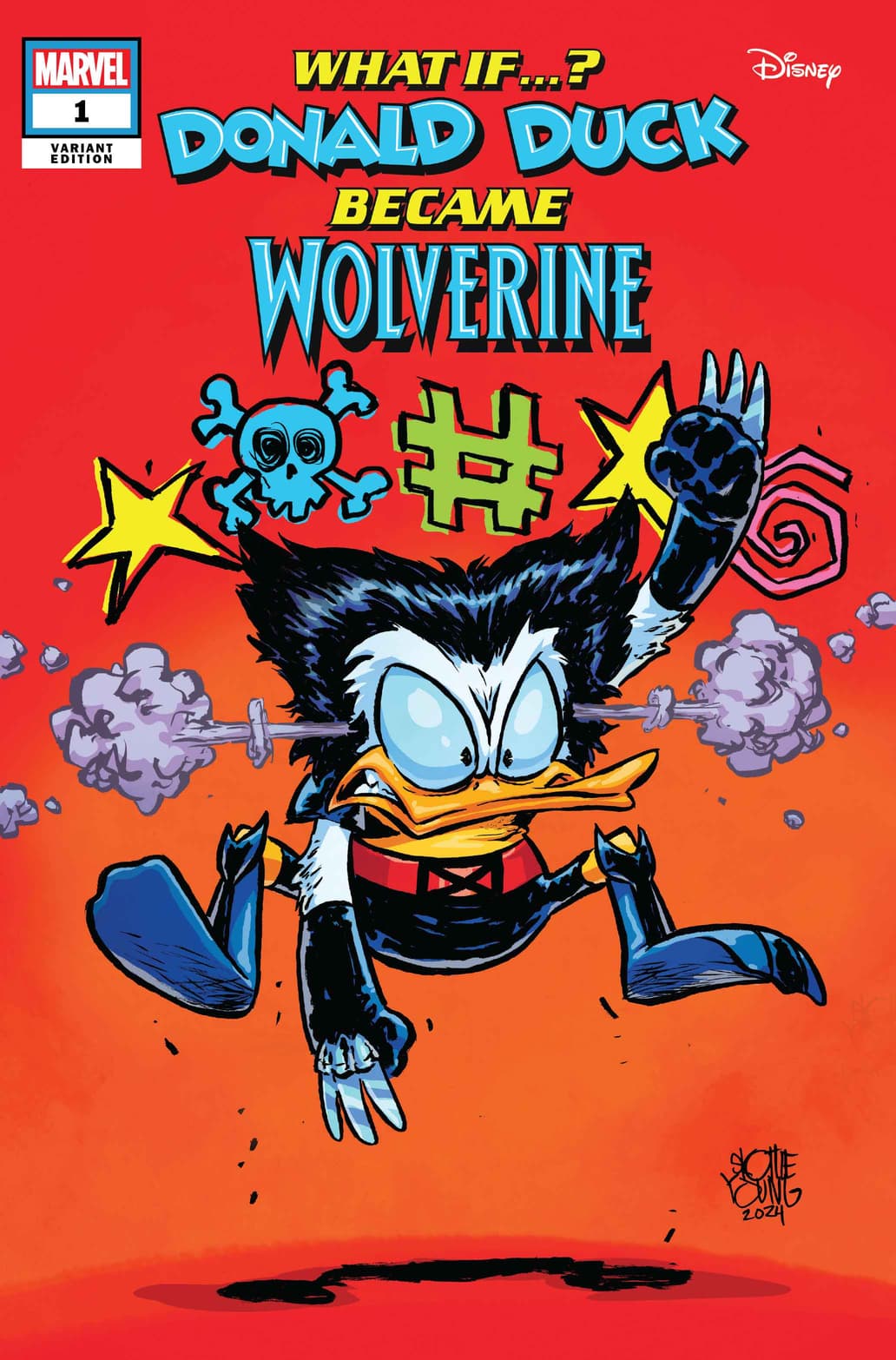 MARVEL & DISNEY: WHAT IF…? DONALD DUCK BECAME WOLVERINE #1 variant cover by Skottie Young