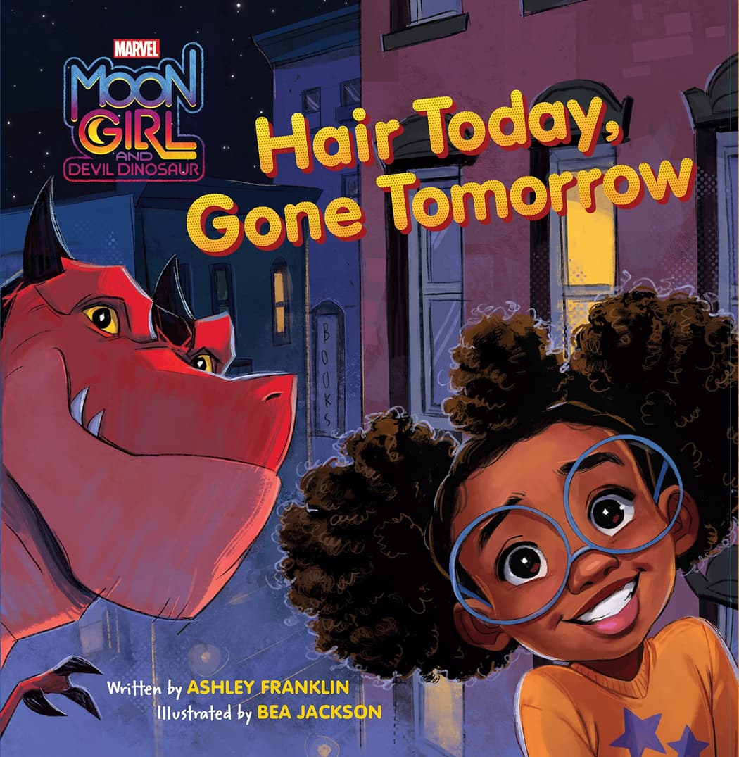 Cover to Moon Girl & Devil Dinosaur: Hair Today, Gone Tomorrow.