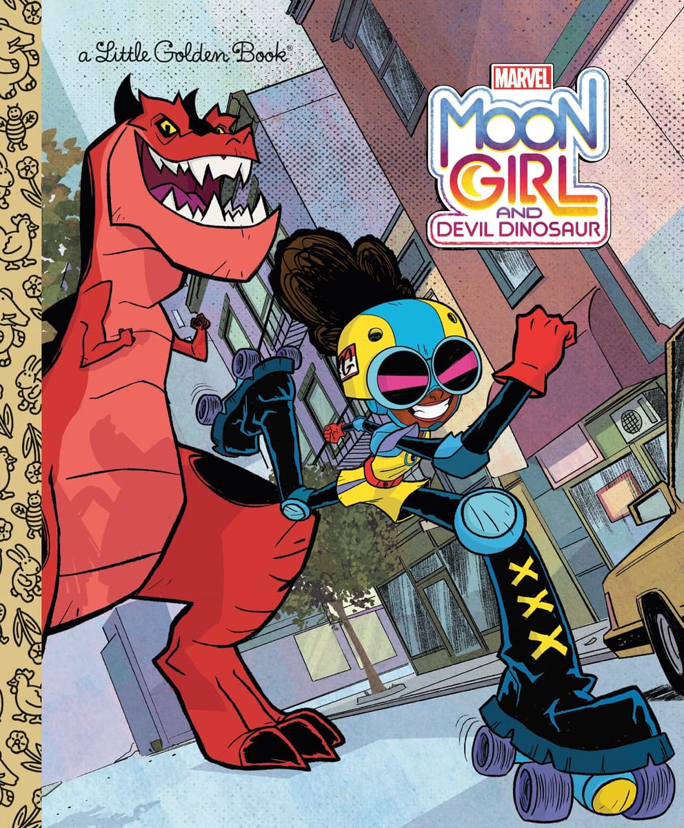 Cover to Moon Girl & Devil Dinosaur Little Golden Book.