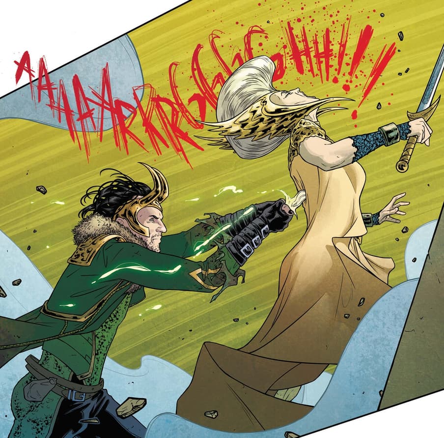 Loki stabbing Freyja in the actual back.
