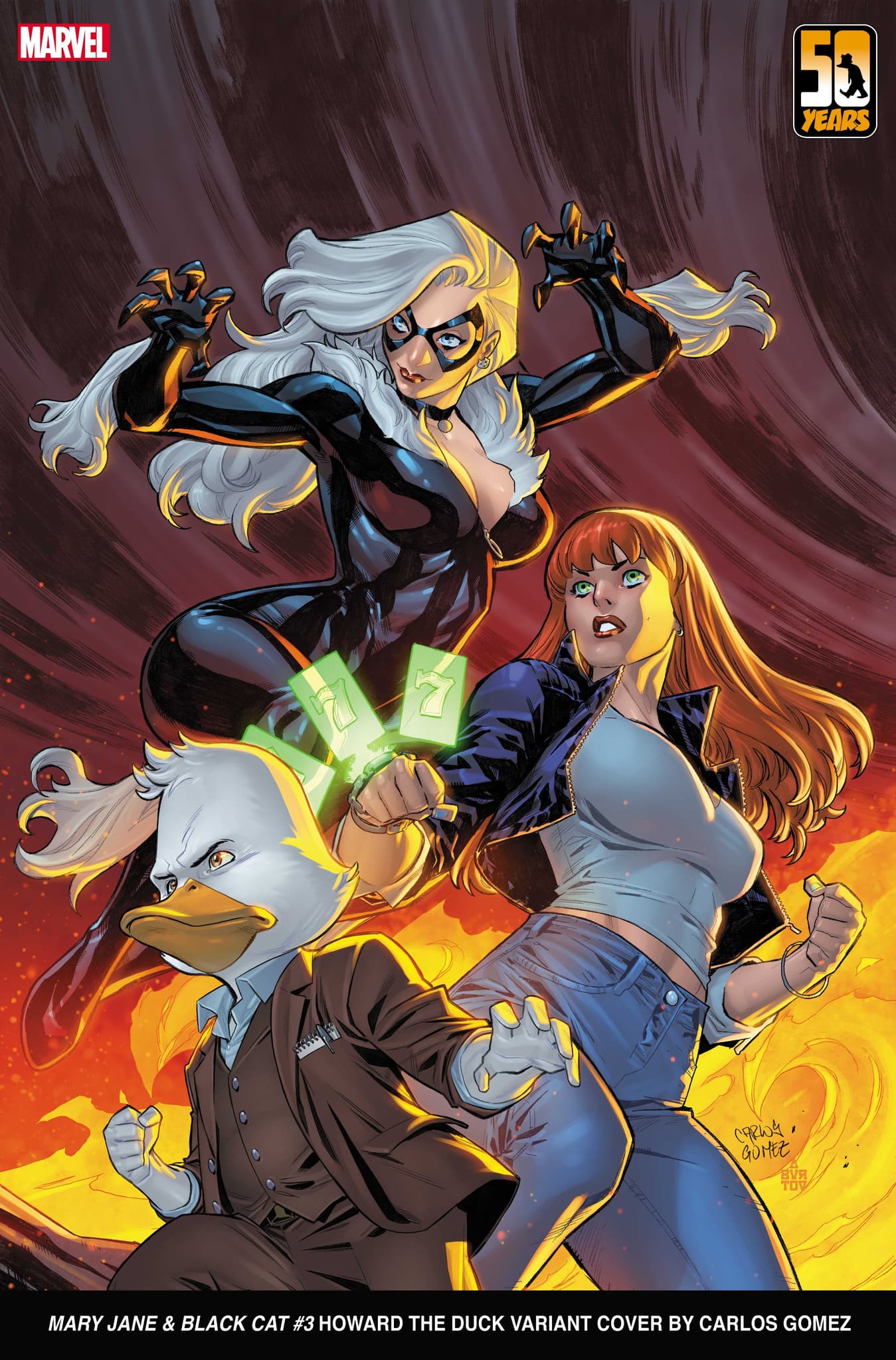 MARY JANE & BLACK CAT #3 Howard the Duck Variant Cover by Carlos Gomez 