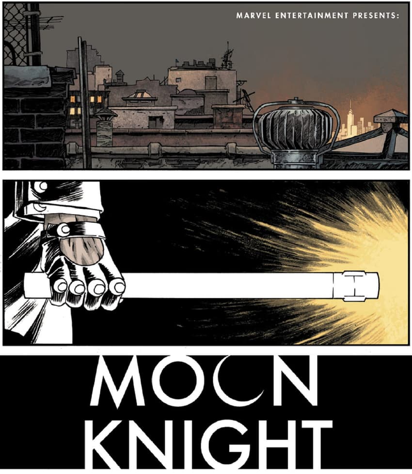 A widescreen panel example in MOON KNIGHT (2014) #5.