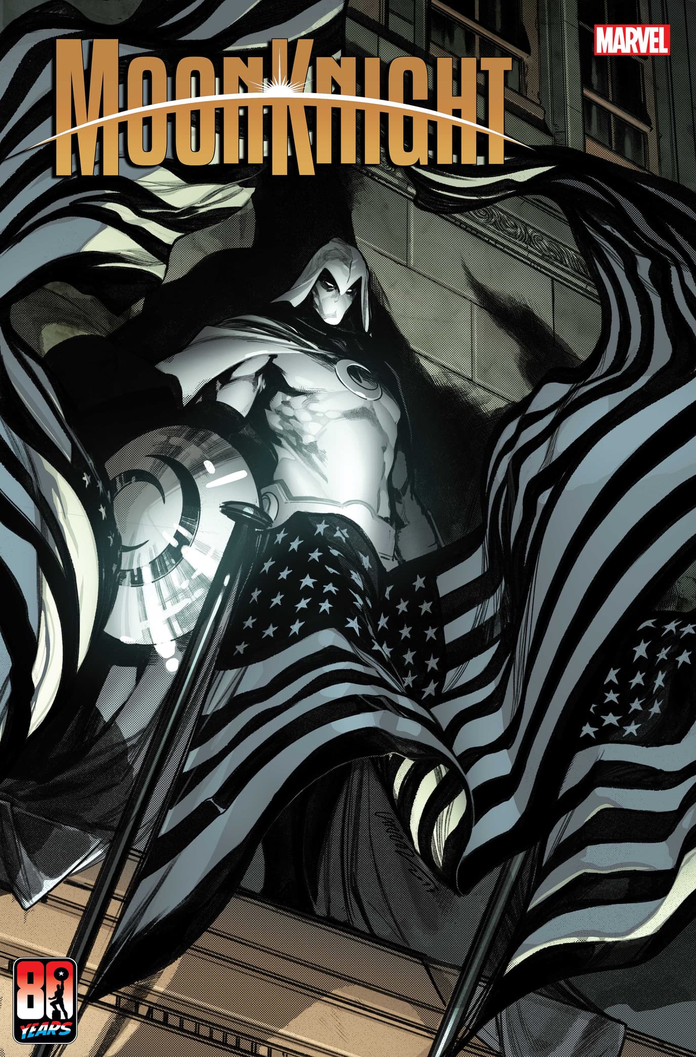 MOON KNIGHT #1 CAPTAIN AMERICA 80TH VARIANT COVER by PEPE LARRAZ & MARTE GRACIA