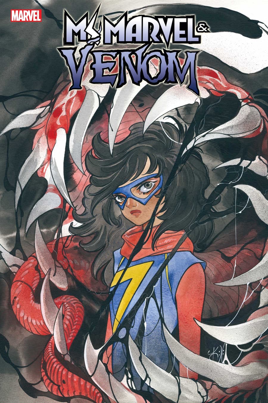MS. MARVEL & VENOM #1 variant cover by Peach Momoko, on sale 9/14