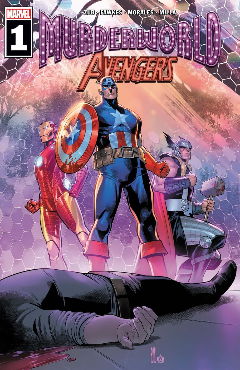 Cover to MURDERWORLD: AVENGERS (2022) #1 by Paco Medina and Jesus Aburtov.