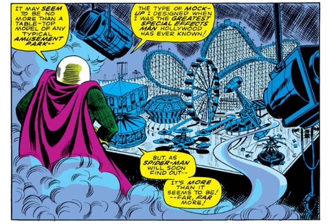 Mysterio is later seen standing over a table-top model of an amusement park