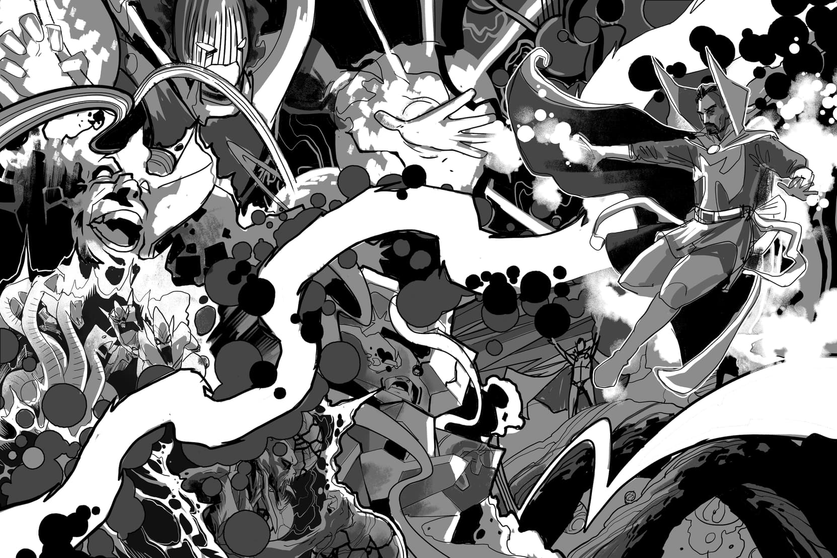 "Mystic Realms" inks © Matt Taylor, 2021