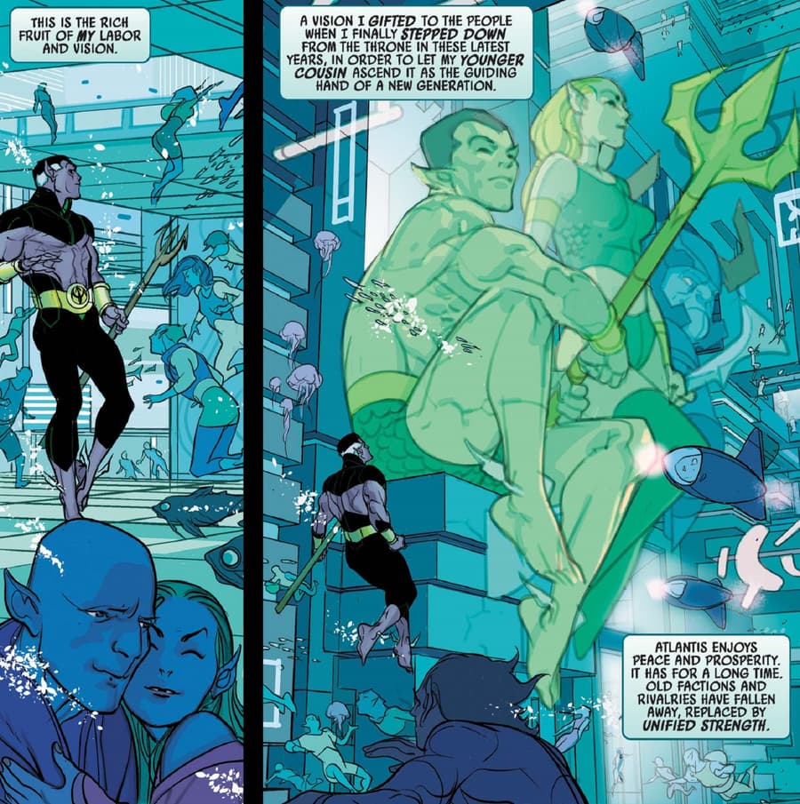 Preview from NAMOR: CONQUERED SHORES (2022) #1 with art by Pasqual Ferry and Matt Hollingsworth.