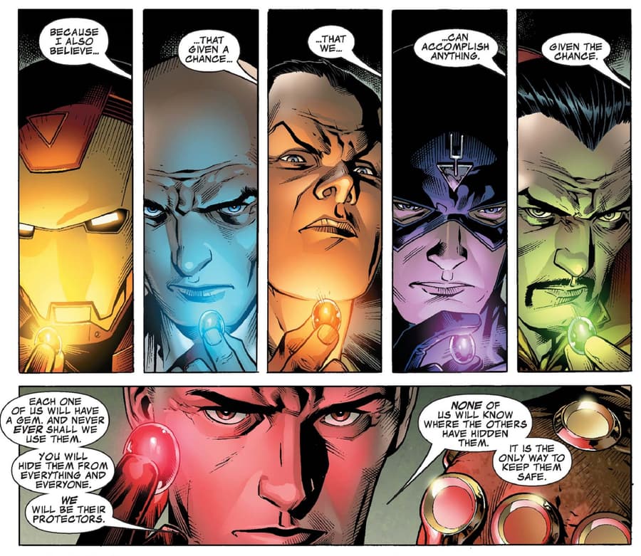The Infinity Gems are distributed evenly.