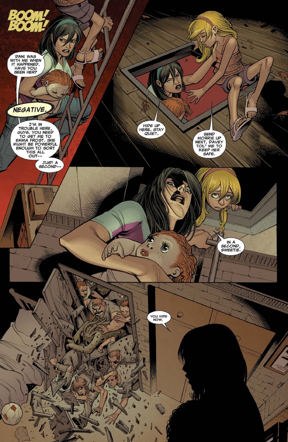 Karma protects Marci from Legion's demons in NEW MUTANTS (2009) #2.