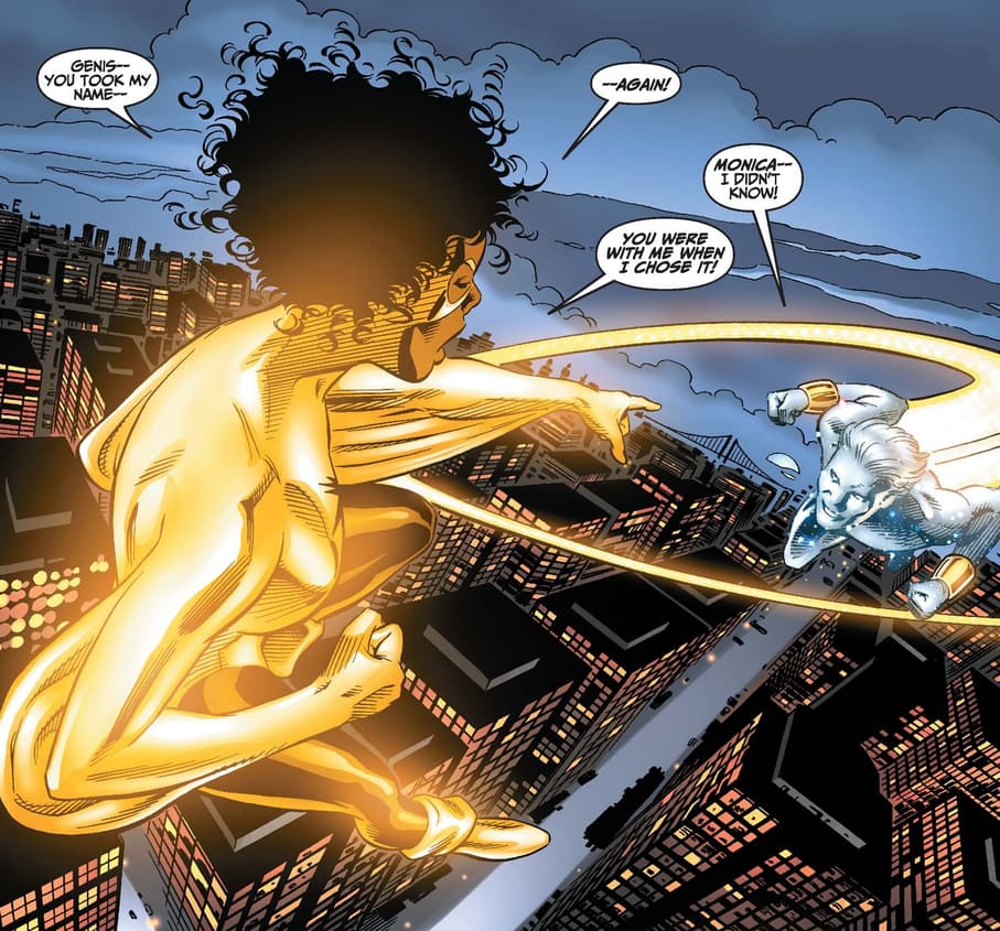 Monica confronts Genis-Vell about his recent name change.