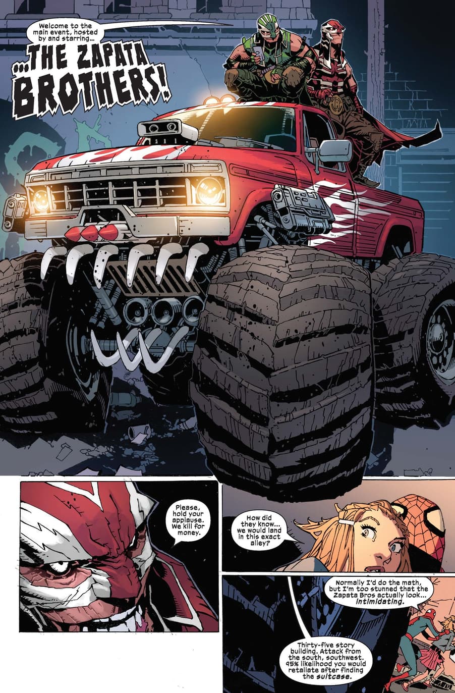 Spider-Man encounters two monster-truck driving foes!