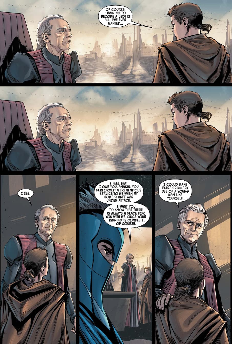 Palpatine gains influence over Anakin Skywalker.