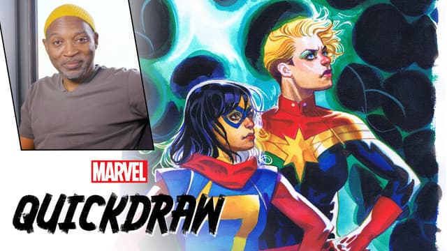 Brian Stelfreeze draws Captain Marvel & Ms. Marvel | Marvel Quickdraw
