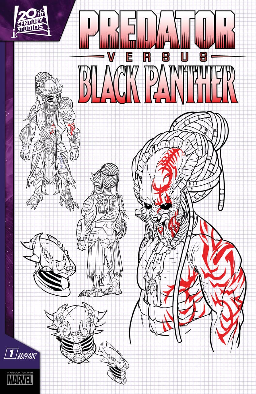 PREDATOR VS. BLACK PANTHER #1 Design Variant Cover by Chris Allen