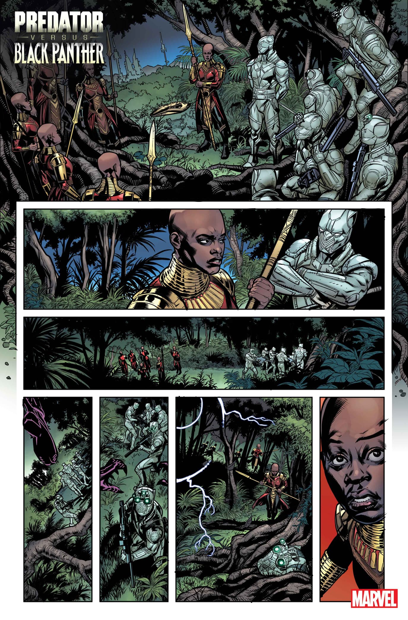 PREDATOR VS. BLACK PANTHER #1 interior artwork by Chris Allen