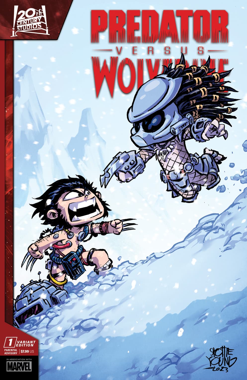 PREDATOR VS WOLVERINE #1 variant cover by Skottie Young