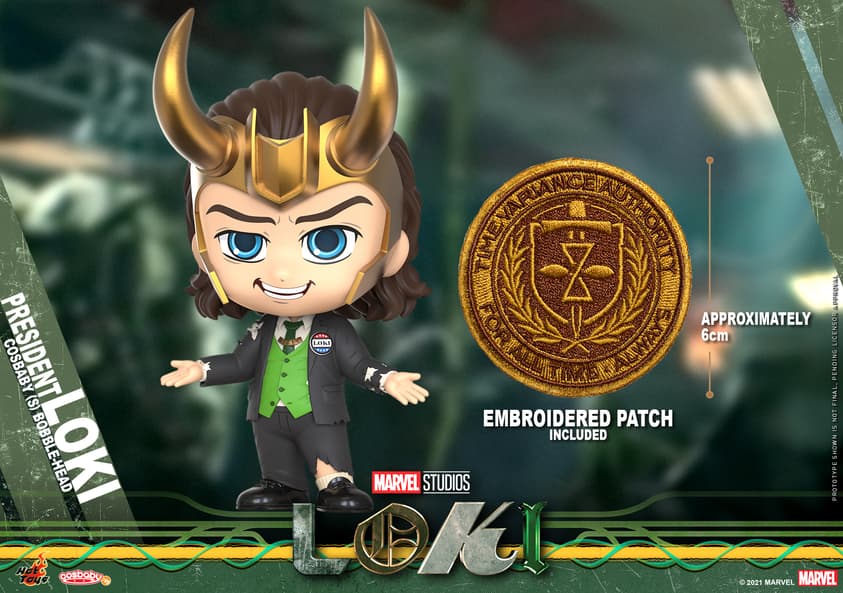 President Loki Cosbaby / shop it <a href=https://www.shopdisney.com/president-loki-cosbaby-bobble-head-by-hot-toys-461035691418.html>here</a>