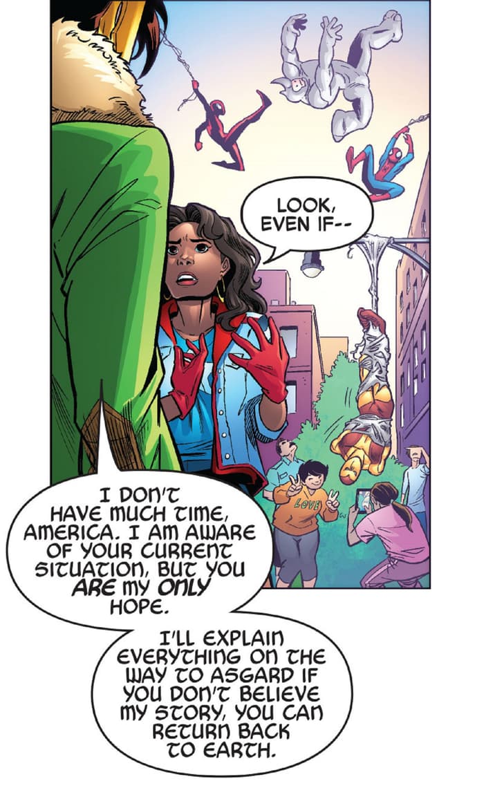 Loki asks America Chavez for help.