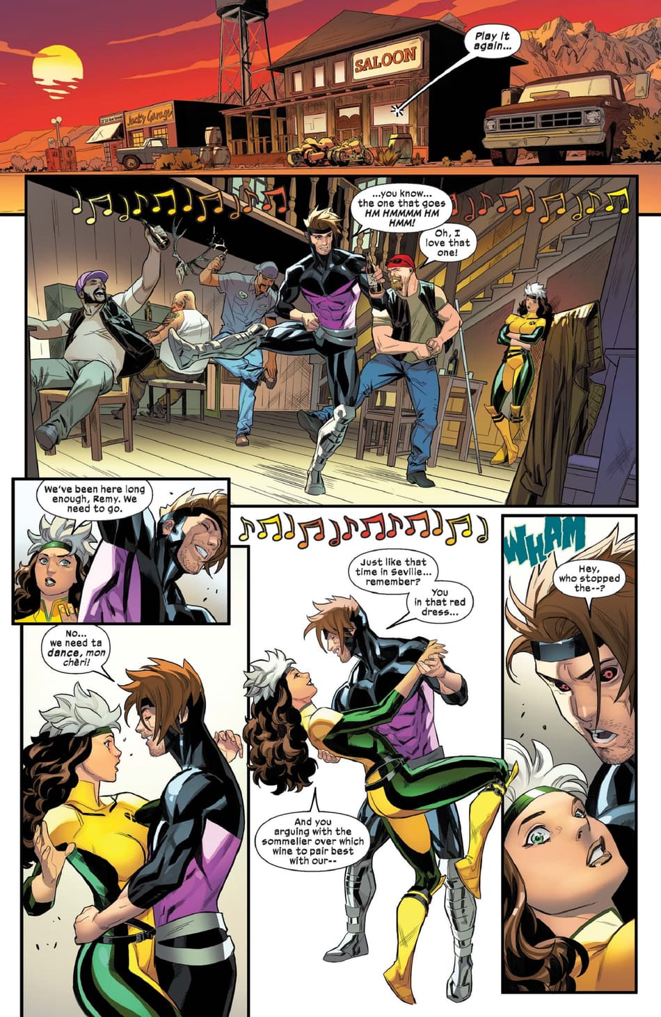 Preview page from ROGUE & GAMBIT (2023) #2 by Stephanie Phillips, Carlos Gómez, and David Curiel.