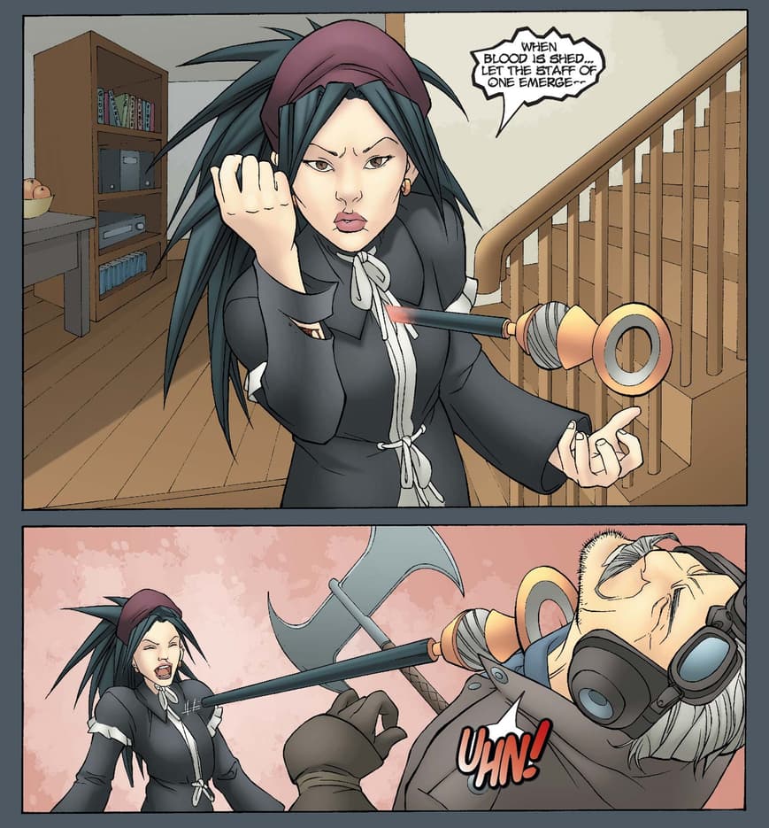 Nico wields her Staff of One in RUNAWAYS (2003) #5.