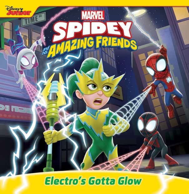 Cover to Spidey and His Amazing Friends: Electro’s Gotta Glow 8x8 Storybook.