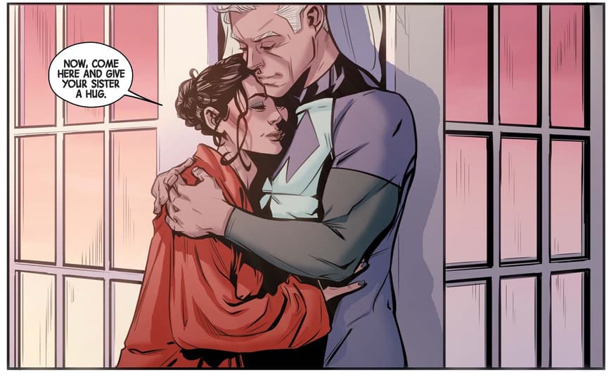 Wanda and Pietro embrace in SCARLET WITCH (2015) #9.