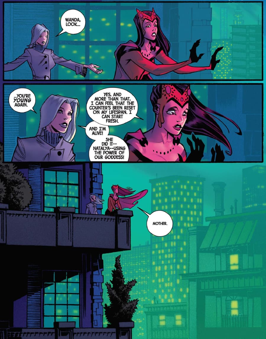 Agatha’s life is restored once more in SCARLET WITCH (2015) #14.
