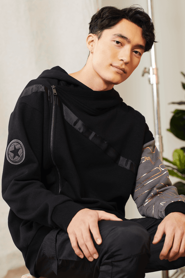 Our Universe The Falcon And The Winter Soldier Hoodie / shop it <a href=https://www.heruniverse.com/product/our-universe-marvel-the-falcon-and-the-winter-soldier-hoodie/15922531.html>here</a>
