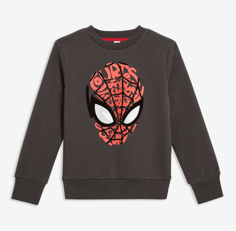  Spider-Man Sweater / shop it <a href=https://www.joefresh.com/ca/Categories/Kid-Boy/Boys-Tops/Marvel-Spider-Man-Sweater/p/W1BK021767_0100>here</a>